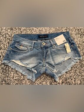 Aeropostale - Light Blue Distressed Denim Micro Shorts